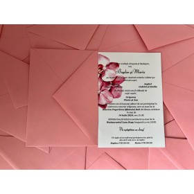 Invitatie nunta in plic roz - Model 1 Invitatie nunta in plic roz - Model 1