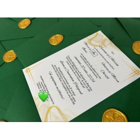 Invitatie nunta in plic verde cu sigiliu din ceara - Model 10 Invitatie nunta in plic verde cu sigiliu din ceara - Model 10