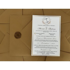 Invitatie nunta in plic maro cu sigiliu- Model 18 Invitatie nunta in plic maro cu sigiliu- Model 18