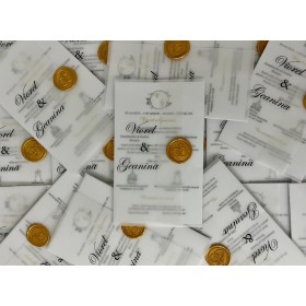 Invitatie nunta cu foaie de calc si cu sigiliu - Model 15 Invitatie nunta cu foaie de calc si cu sigiliu - Model 15