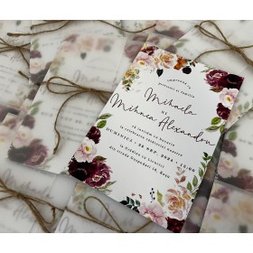 Invitatie nunta cu foaie de calc - Model 16 Invitatie nunta cu foaie de calc - Model 16