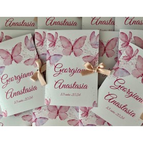 Invitatie botez carticica cu fundita - Model 8 Invitatie botez carticica cu fundita - Model 8