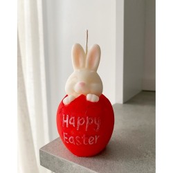 Lumanare decorativa parfumata in forma de ou de paste cu iepuras, 4.5cm inaltime, 110g, culoare personalizabila Lumanare decorativa parfumata in forma de ou de paste cu iepuras, 4.5cm inaltime, 110g, culoare personalizabila