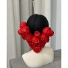 Lumanare decorativa parfumata in forma de bust de femeie cu par din trandafiri pictata, 125g, 10 cm inaltime