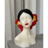 Lumanare decorativa parfumata in forma de bust de femeie cu par din trandafiri pictata, 125g, 10 cm inaltime