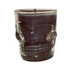 Lumanare decorativa parfumata in pahar craniu, negru, 135g