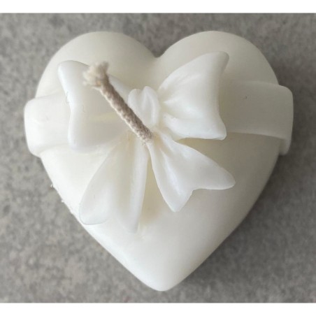 Lumanare decorativa parfumata in forma de inima cu fundita, culoare personalizabila, inaltime 3cm