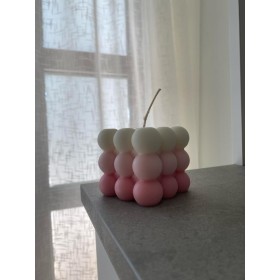 Lumanare decorativa parfumata de cub cu multe bule, fade , 150g, 6cm inaltime