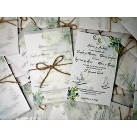 Invitatie nunta cu foaie de calc - Model 1 Invitatie nunta cu foaie de calc - Model 1