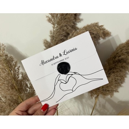 Invitatie nunta stil plic cu sigiliu - Model 8